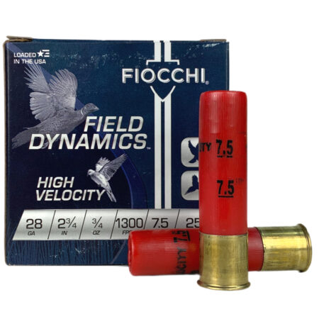 an image of the product Fiocchi Field Dynamics High Velocity 28 Gauge 2-3/4" 3/4 Oz. #7-1/2 Shot- Box of 25