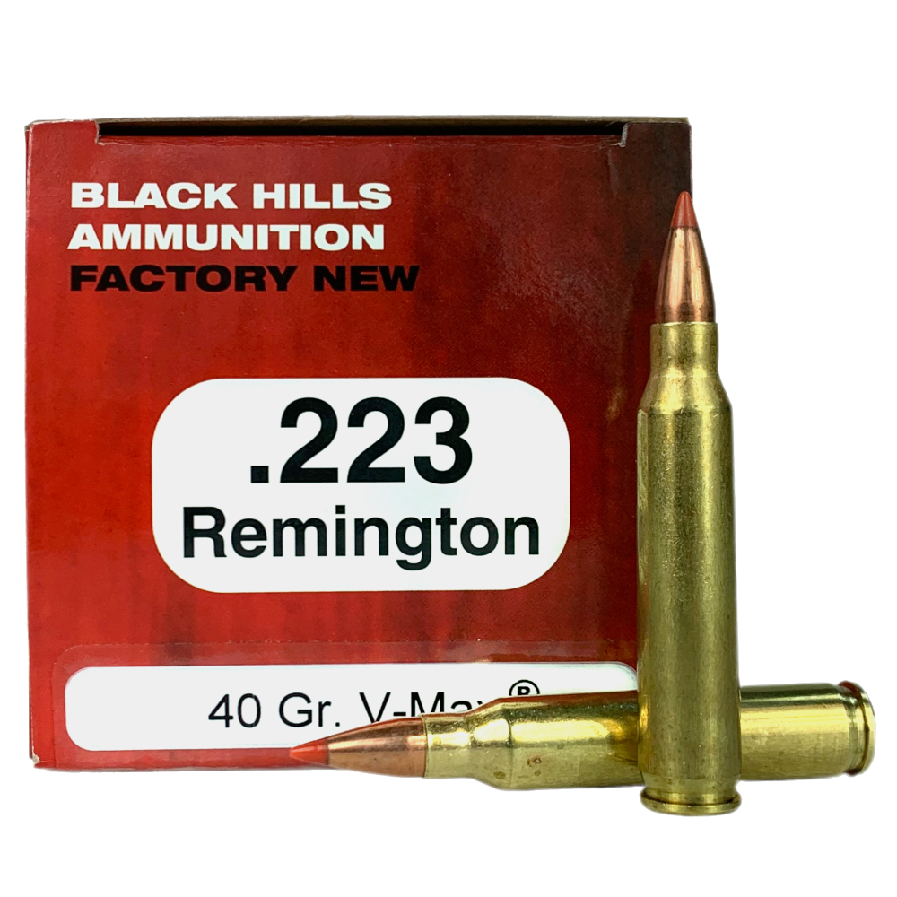 an image of the product Black Hills .223 Remington 40 Gr. Hornady V-Max Polymer Tip- Box of 50