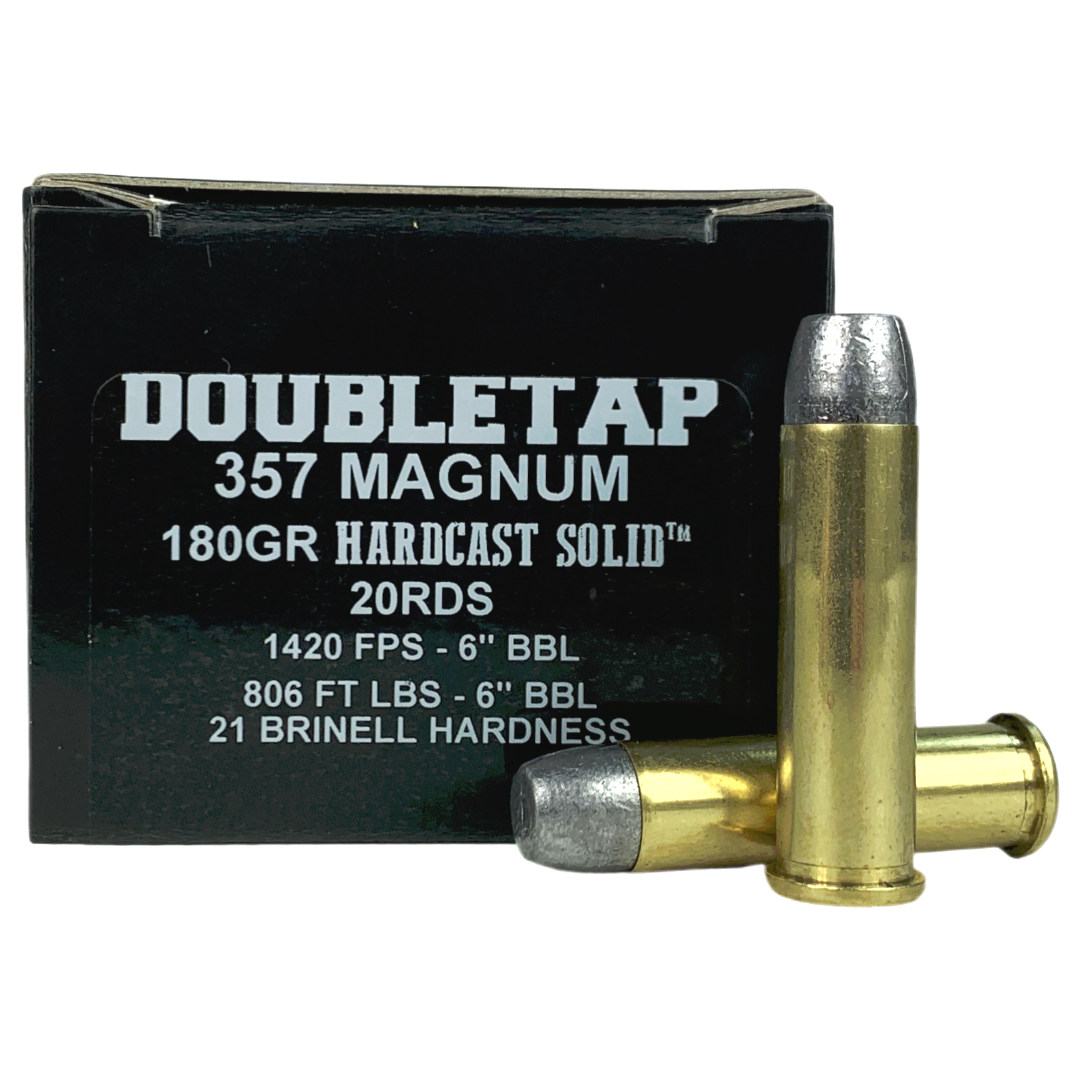 Doubletap .357 Remington Magnum 180 Gr. Hardcast Solid Wide Flat Nose Gas Check- Box of 20