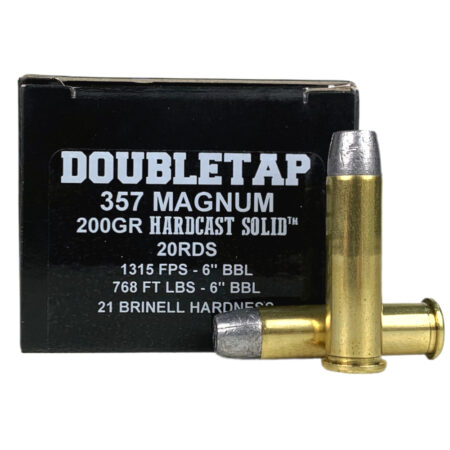 Doubletap .357 Remington Magnum 200 Gr. Hardcast Solid Wide Flat Nose Gas Check- Box of 20