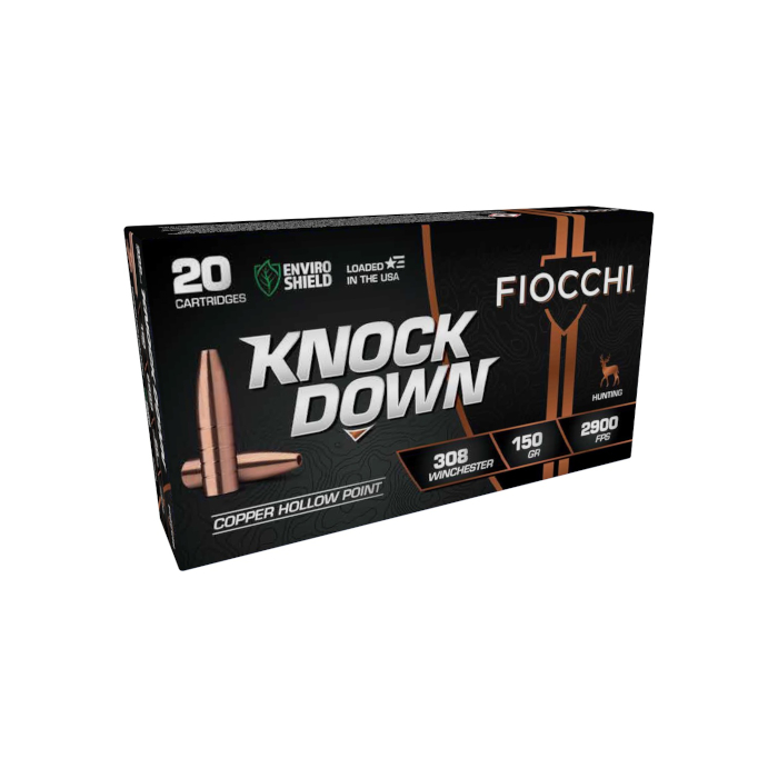 Fiocchi Knock Down .308 Winchester 150 Gr. Copper Hollow Point- Lead-Free- Box of 20