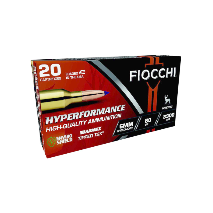 Fiocchi Hyperformance 6mm Creedmoor 80 Gr. Barnes Tipped TSX- Lead-Free- Box of 20